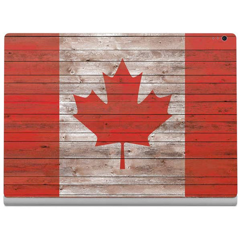 Canadian Flag Dark Wood Surface Book 2 15in Skin